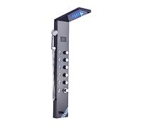Rubinetto for doccia da bagno nero/spazzolato di recente lusso, pannello a LED, miscelatore for vasca a colonna con schermo for la temperatura della doccetta(Black C)