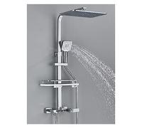 Rubinetto for doccia LCD termostatico grigio nero Set di visualizzazione della temperatura for vasca da bagno a pioggia con mensola del Elettricità for acqua(Chrome 3 Thermost)