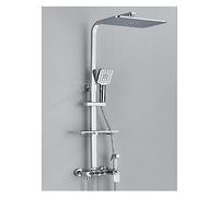 Rubinetto for doccia LCD termostatico grigio nero Set di visualizzazione della temperatura for vasca da bagno a pioggia con mensola del Elettricità for acqua(Chrome 4 Thermost)