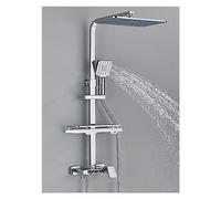 Rubinetto for doccia LCD termostatico grigio nero Set di visualizzazione della temperatura for vasca da bagno a pioggia con mensola del Elettricità for acqua(Chrome 3 Hot Cold)