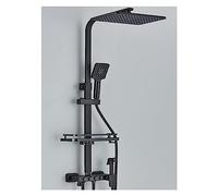 Rubinetto for doccia LCD termostatico grigio nero Set di visualizzazione della temperatura for vasca da bagno a pioggia con mensola del Elettricità for acqua(Black 4 Hot Cold)