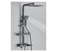 Rubinetto for doccia LCD termostatico grigio nero Set di visualizzazione della temperatura for vasca da bagno a pioggia con mensola del Elettricità for acqua(Grey 3 Thermostatic)