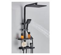 Rubinetto for doccia LCD termostatico grigio nero Set di visualizzazione della temperatura for vasca da bagno a pioggia con mensola del Elettricità for acqua(Black 4 Thermostatic)