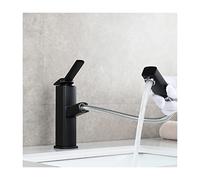 Rubinetto for il bagno Rubinetto for il lavandino del bagno con maniglia singola for acqua calda e fredda con miscelatore for lavabo estraibile Rubinetto for lavabo in ottone Nero alto(Black Short)