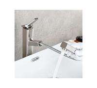 Rubinetto for il bagno Rubinetto for il lavandino del bagno con maniglia singola for acqua calda e fredda con miscelatore for lavabo estraibile Rubinetto for lavabo in ottone Nero alto(Brushed High)