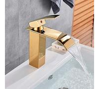 Rubinetto for lavabo a cascata for bagno Rubinetti neri Rubinetto for vasca in ottone Miscelatore for acqua calda e fredda Rubinetto for lavabo Rubinetti for lavabo da incasso(Gold Polish A)
