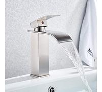 Rubinetto for lavabo a cascata for bagno Rubinetti neri Rubinetto for vasca in ottone Miscelatore for acqua calda e fredda Rubinetto for lavabo Rubinetti for lavabo da incasso(Brushed Nickel A)