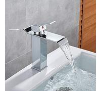 Rubinetto for lavabo a cascata for bagno Rubinetti neri Rubinetto for vasca in ottone Miscelatore for acqua calda e fredda Rubinetto for lavabo Rubinetti for lavabo da incasso(Chrome B)