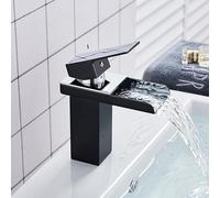 Rubinetto for lavabo a cascata for bagno Rubinetti neri Rubinetto for vasca in ottone Miscelatore for acqua calda e fredda Rubinetto for lavabo Rubinetti for lavabo da incasso(Black with Chrome D)