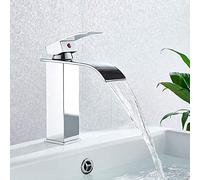 Rubinetto for lavabo a cascata for bagno Rubinetti neri Rubinetto for vasca in ottone Miscelatore for acqua calda e fredda Rubinetto for lavabo Rubinetti for lavabo da incasso(Chrome A)