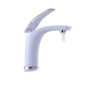 Rubinetto for lavabo a cascata in rame, miscelatore for lavabo con miscelatore caldo freddo, gru for miscelatore da bagno bianco nero Hardware for la casa(C Short White)