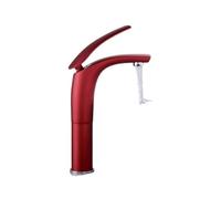 Rubinetto for lavabo a cascata in rame, miscelatore for lavabo con miscelatore caldo freddo, gru for miscelatore da bagno bianco nero Hardware for la casa(C High Red)