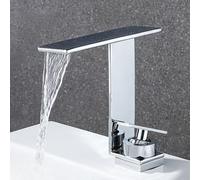 Rubinetto for lavabo a cascata, miscelatore caldo e freddo, rubinetto creativo for bagno, grigio pistola, rubinetto in ottone con maniglia singola(Slt228-s)