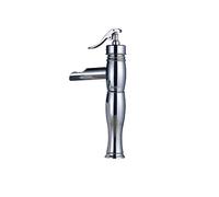 Rubinetto for lavabo a cascata montato sul ponte Miscelatore monocomando in ottone for lavabo caldo e freddo Rubinetti for lavabo for lavabo corto/alto(Chrome B)