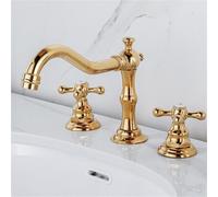 Rubinetto for lavabo a doppia maniglia for bagni vintage rubinetto for lavabo classico in ottone for casa hotel(Gold)