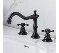 Rubinetto for lavabo a doppia maniglia for bagni vintage rubinetto for lavabo classico in ottone for casa hotel(Black)