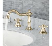 Rubinetto for lavabo a doppia maniglia for bagni vintage rubinetto for lavabo classico in ottone for casa hotel(Brushed gold)