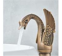 Rubinetto for lavabo a forma di cigno miscelatore monocomando for acqua calda fredda installazione su piano d'appoggio con un foro(Brass,Short)