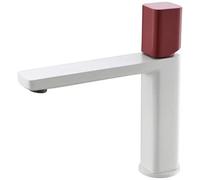 Rubinetto for lavabo a leva singola, rubinetto for lavabo nero, miscelatore caldo e freddo in ottone massiccio, rubinetto for lavabo, oro spazzolato, moda, rosso(White red)