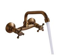 Rubinetto for Lavabo A Parete Con In Ottone Antico | Miscelatore da cucina nero con beccuccio rotante for rubinetto lavello caldo e freddo(Color 2)