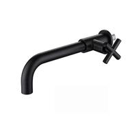 Rubinetto for lavabo a parete nascosto in ottone, rubinetto singolo for acqua fredda, oro spazzolato, nero cromato grigio, beccuccio lungo for per il giardino(Matt Black)