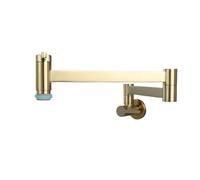 Rubinetto for lavabo con braccio girevole estensibile, rubinetto da cucina pieghevole a parete in ottone for lavello singolo freddo Funzionamento flessibile(Brushed Gold Type B)