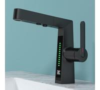 Rubinetto for lavabo con display digitale della temperatura grigio canna di fucile 2 modalità estraibile Spruzzatore for acqua calda e fredda Rubinetto for lavabo Miscelatore for lavabo for bagno