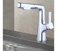 Rubinetto for lavabo con doccetta estraibile Rotazione Acqua calda e fredda Rubinetti for bagno multifunzione in ottone-Grigio(Gris)