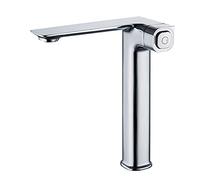 Rubinetto for lavabo con memoria di temperatura del bagno interruttore a pulsante, miscelatore for caldo e freddo maniglia singola, rubinetto for creativo in ottone massiccio,Grigio,Corto(Silver,Tall)