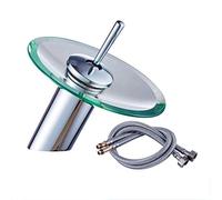 Rubinetto for lavabo con rotazione a 360°, miscelatore for acqua calda e fredda monoforo monocomando, rubinetto for in vetro corrente a cascata, ottone, tubo(Brass,With tube)