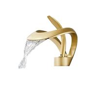 Rubinetto for lavabo creativo stile cascata a foro singolo, rubinetto for lavabo for mobiletto del bagno caldo e freddo, rubinetto for uso domestico tutto in rame - Rubinetto per lavandino(Frosted gol
