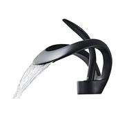 Rubinetto for lavabo creativo stile cascata a foro singolo, rubinetto for lavabo for mobiletto del bagno caldo e freddo, rubinetto for uso domestico tutto in rame - Rubinetto per lavandino(Noir)