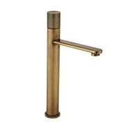 Rubinetto for lavabo da appoggio in ottone anticato vintage miscelatore monoforo for acqua calda fredda for lavabo da bagno(Antique-1,Tall)