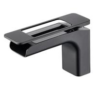 Rubinetto for lavabo da bagno a LED con display della temperatura, rubinetto for bagno a cascata in ottone, miscelatore monoforo for acqua calda e fredda(Black)