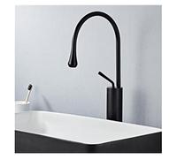 Rubinetto for lavabo da bagno bianco o nero Rubinetto for lavabo monocomando caldo e freddo Materiale in ottone Stile Nord Europa (Color : Black Long)