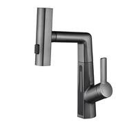 Rubinetto for lavabo da bagno con display a LED della temperatura, rubinetto for a cascata getto a pioggia, spruzzatore estraibile, miscelatore for sollevabile in ottone, maniglia singola, nero, for