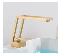 Rubinetto for lavabo da bagno con montaggio su piano maniglia singola, miscelatore acqua calda fredda rubinetto ad arco alto for lavabo(Brushed Golden)