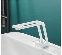Rubinetto for lavabo da bagno con montaggio su piano maniglia singola, miscelatore acqua calda fredda rubinetto ad arco alto for lavabo(White)