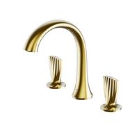 Rubinetto for lavabo da bagno elegante in ottone a 3 fori con doppia maniglia rubinetto for vasca da bagno di lusso con miscelatore for acqua calda fredda(Gold)
