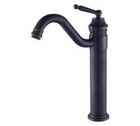 Rubinetto for lavabo da bagno in ottone anticato, set di miscelatori for rubinetti da bagno, rubinetto monocomando for lavabo, girevole a 360°, retrò, caldo e freddo, tutto in rame(Black)