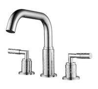 Rubinetto for lavabo da bagno in ottone con doppia maniglia girevole a 3 fori, miscelatore for acqua calda fredda for lavabo(Silver-2)