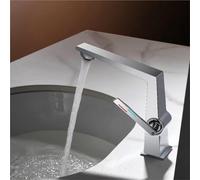 Rubinetto for lavabo da bagno in ottone con foro singolo maniglia singola moderno miscelatore for acqua calda fredda for mobiletto(Silver)