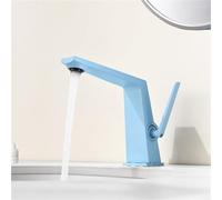 Rubinetto for lavabo da bagno in ottone con foro singolo maniglia singola moderno miscelatore for acqua calda fredda for mobiletto(Light blue)