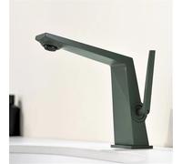 Rubinetto for lavabo da bagno in ottone con foro singolo maniglia singola moderno miscelatore for acqua calda fredda for mobiletto(Green)