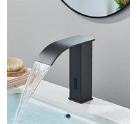 Rubinetto for lavabo da bagno, miscelatore touchless Sense, cascata, acqua calda e fredda, gru for lavabo(Black A Short)