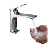 Rubinetto for lavabo da bagno moderno con anima in ottone, miscelatore grigio for acqua calda e fredda, maniglia singola, montaggio a parete, gru for for(Chrome)