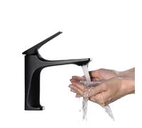 Rubinetto for lavabo da bagno moderno con anima in ottone, miscelatore grigio for acqua calda e fredda, maniglia singola, montaggio a parete, gru for for(Matte Black)