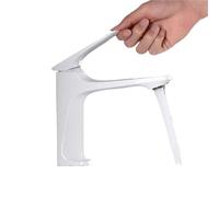 Rubinetto for lavabo da bagno moderno con anima in ottone, miscelatore grigio for acqua calda e fredda, maniglia singola, montaggio a parete, gru for for(White)