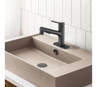 Rubinetto for lavabo da bagno nero opaco, design moderno con doccetta estraibile, facile controllo e tappo di scarico a scomparsa