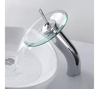 Rubinetto for lavabo da bagno, Rubinetto a cascata circolare for bagno Finitura cromata Rubinetto for lavabo Miscelatore Rubinetto a cascata Rubinetto for lavabo da bagno Miscelatore in vetro